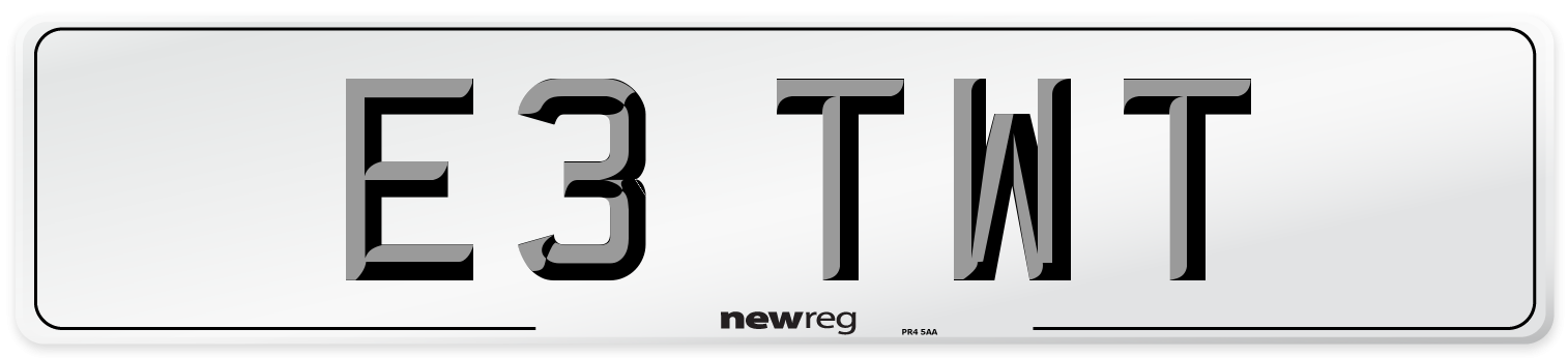 E3 TWT Number Plate from New Reg